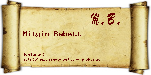 Mityin Babett névjegykártya